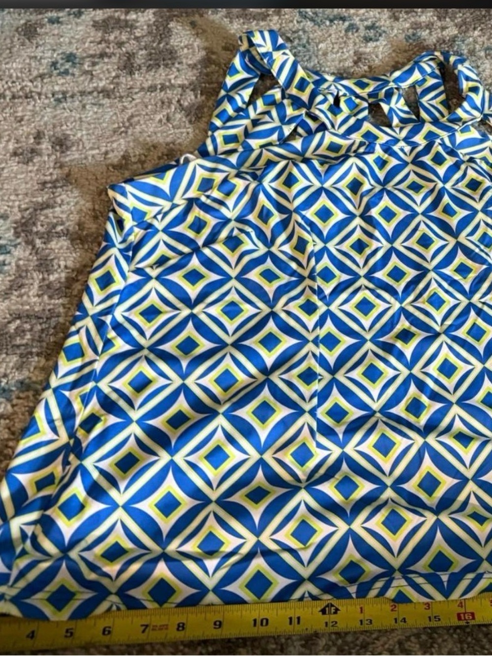 Lulu-B Blue White and Yellow Geometric Tank Top - Picture 6 of 6